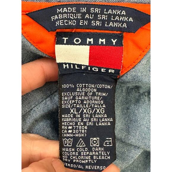 Tommy Hilfiger men blue denim faux overlay long sleeves shirt size XL - Picture 3 of 11